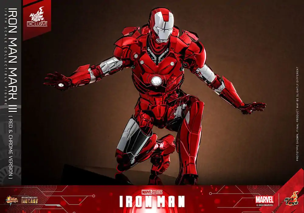Iron Man Movie Masterpiece Diecast Actionfigur 1/6 Iron Man Mark III (Red &amp; Chrome Version) Hot Toys Exclusive 32 cm Produktfoto