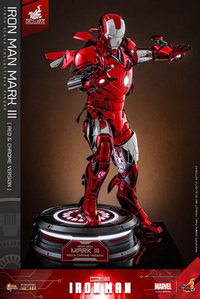 Iron Man Movie Masterpiece Diecast Actionfigur 1/6 Iron Man Mark III (Red &amp; Chrome Version) Hot Toys Exclusive 32 cm Produktfoto
