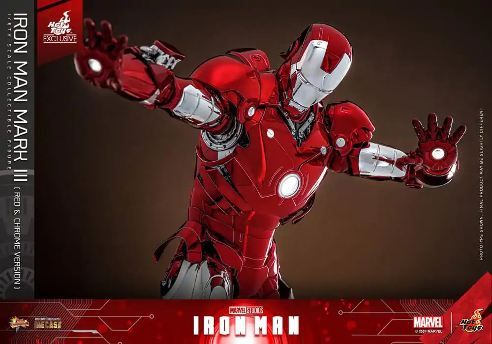Iron Man Movie Masterpiece Diecast Actionfigur 1/6 Iron Man Mark III (Red &amp; Chrome Version) Hot Toys Exclusive 32 cm Produktfoto