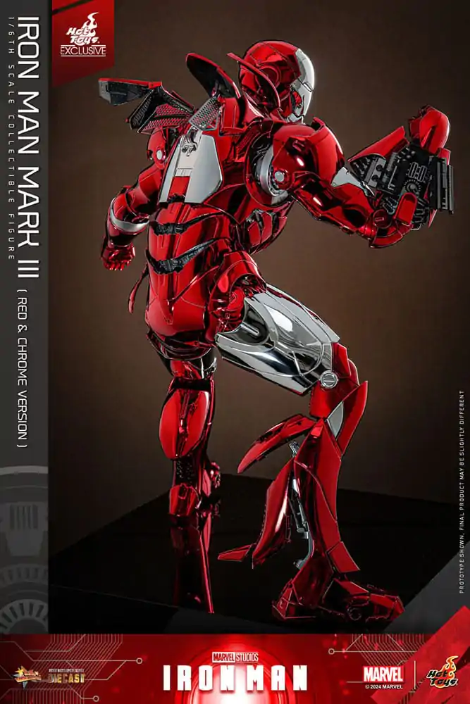 Iron Man Movie Masterpiece Diecast Actionfigur 1/6 Iron Man Mark III (Red &amp; Chrome Version) Hot Toys Exclusive 32 cm Produktfoto