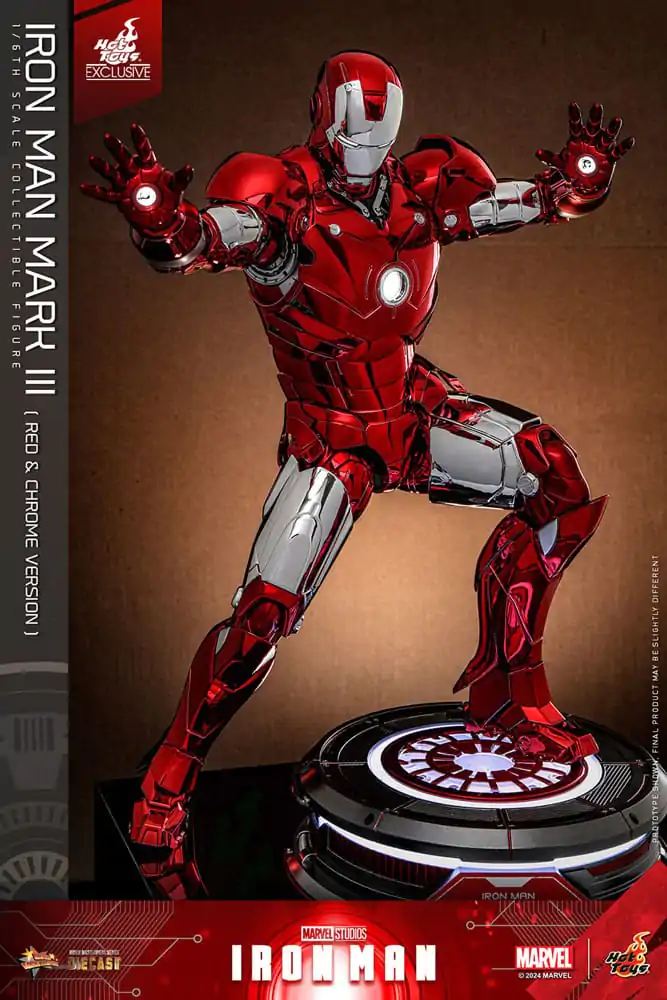 Iron Man Movie Masterpiece Diecast Actionfigur 1/6 Iron Man Mark III (Red &amp; Chrome Version) Hot Toys Exclusive 32 cm Produktfoto