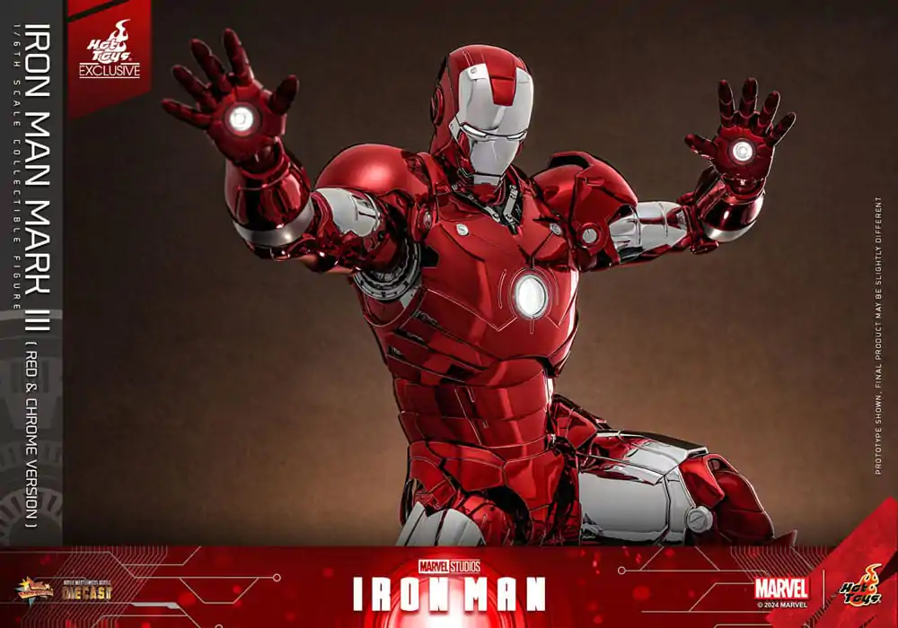 Iron Man Movie Masterpiece Diecast Actionfigur 1/6 Iron Man Mark III (Red &amp; Chrome Version) Hot Toys Exclusive 32 cm Produktfoto