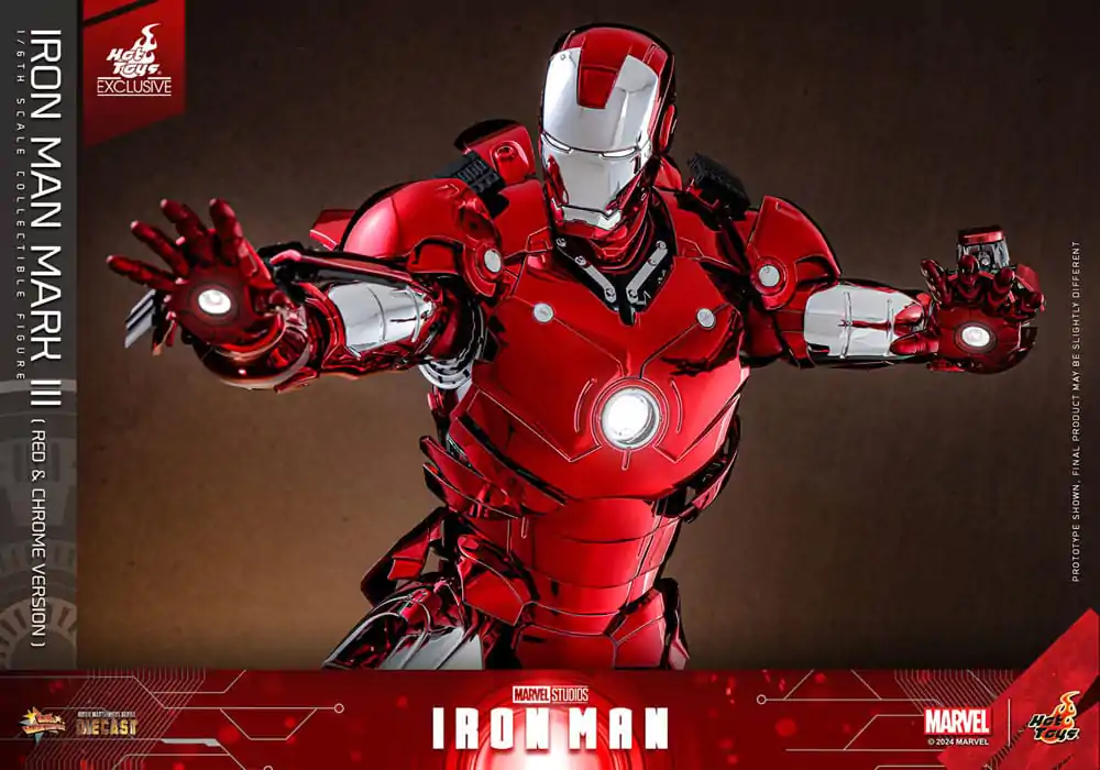 Iron Man Movie Masterpiece Diecast Actionfigur 1/6 Iron Man Mark III (Red &amp; Chrome Version) Hot Toys Exclusive 32 cm Produktfoto