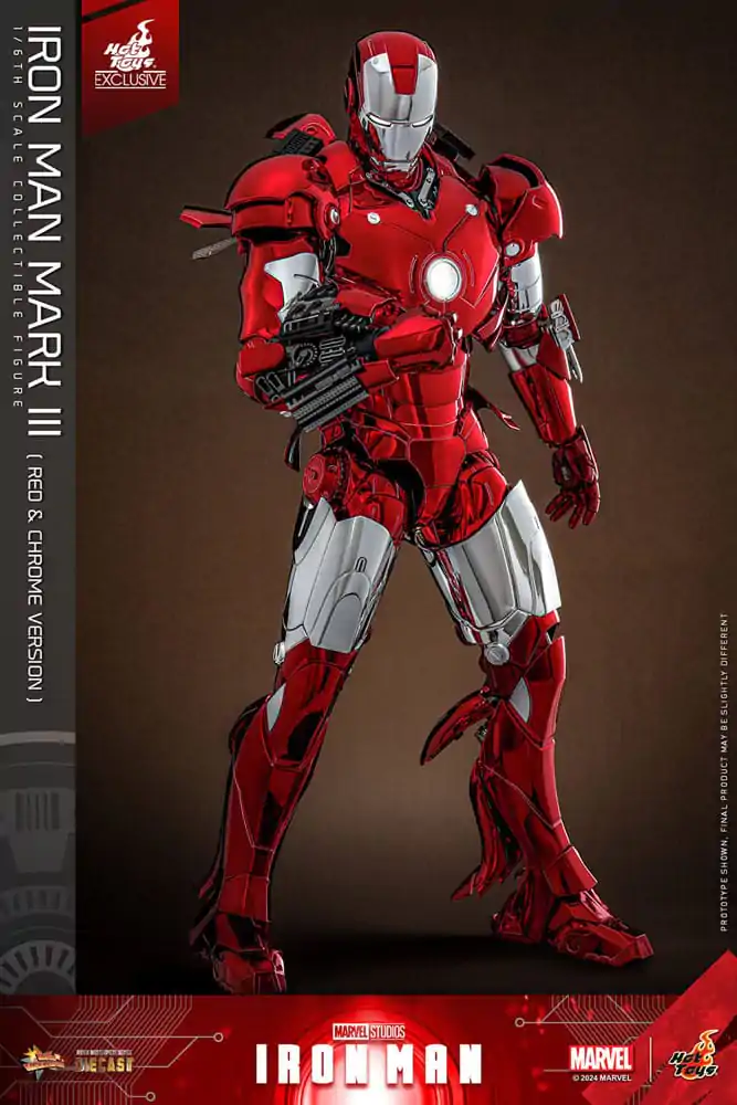 Iron Man Movie Masterpiece Diecast Actionfigur 1/6 Iron Man Mark III (Red &amp; Chrome Version) Hot Toys Exclusive 32 cm Produktfoto