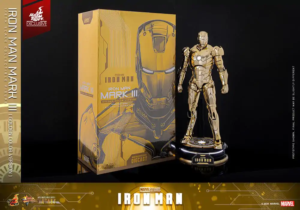 Iron Man Movie Masterpiece Diecast Actionfigur 1/6 Iron Man Mark III (Gold Color Version) Hot Toys Exclusive 33 cm Produktfoto