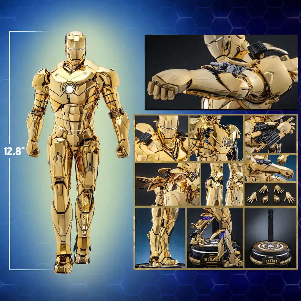 Iron Man Movie Masterpiece Diecast Actionfigur 1/6 Iron Man Mark III (Gold Color Version) Hot Toys Exclusive 33 cm Produktfoto