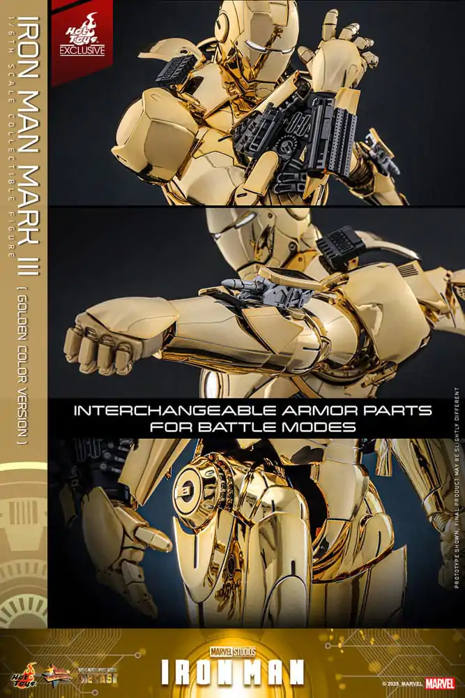 Iron Man Movie Masterpiece Diecast Actionfigur 1/6 Iron Man Mark III (Gold Color Version) Hot Toys Exclusive 33 cm Produktfoto