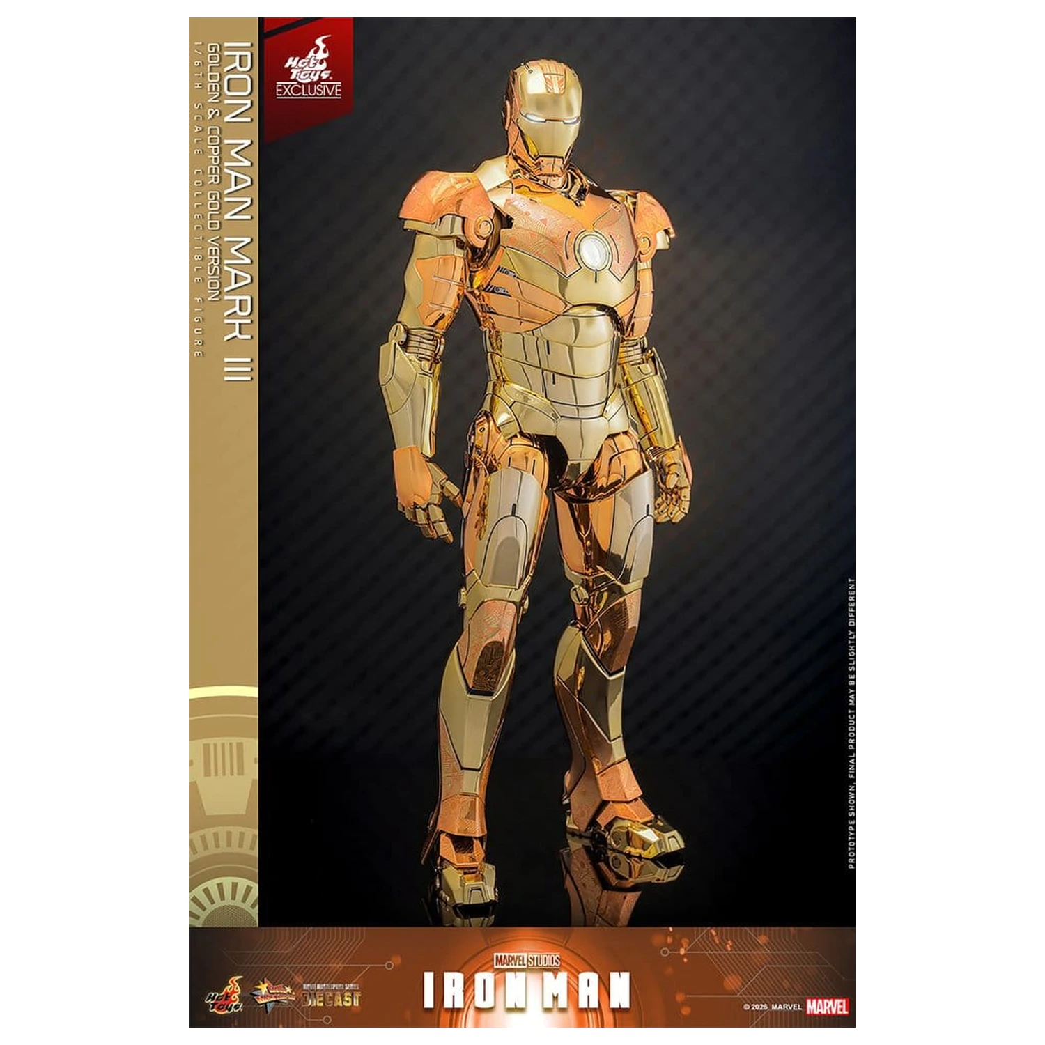 Iron Man Movie Masterpiece Druckguss-Actionfigur 1/6 Iron Man Mark III (Golden & Copper Gold Version) Hot Toys Exklusive 33 cm Produktfoto