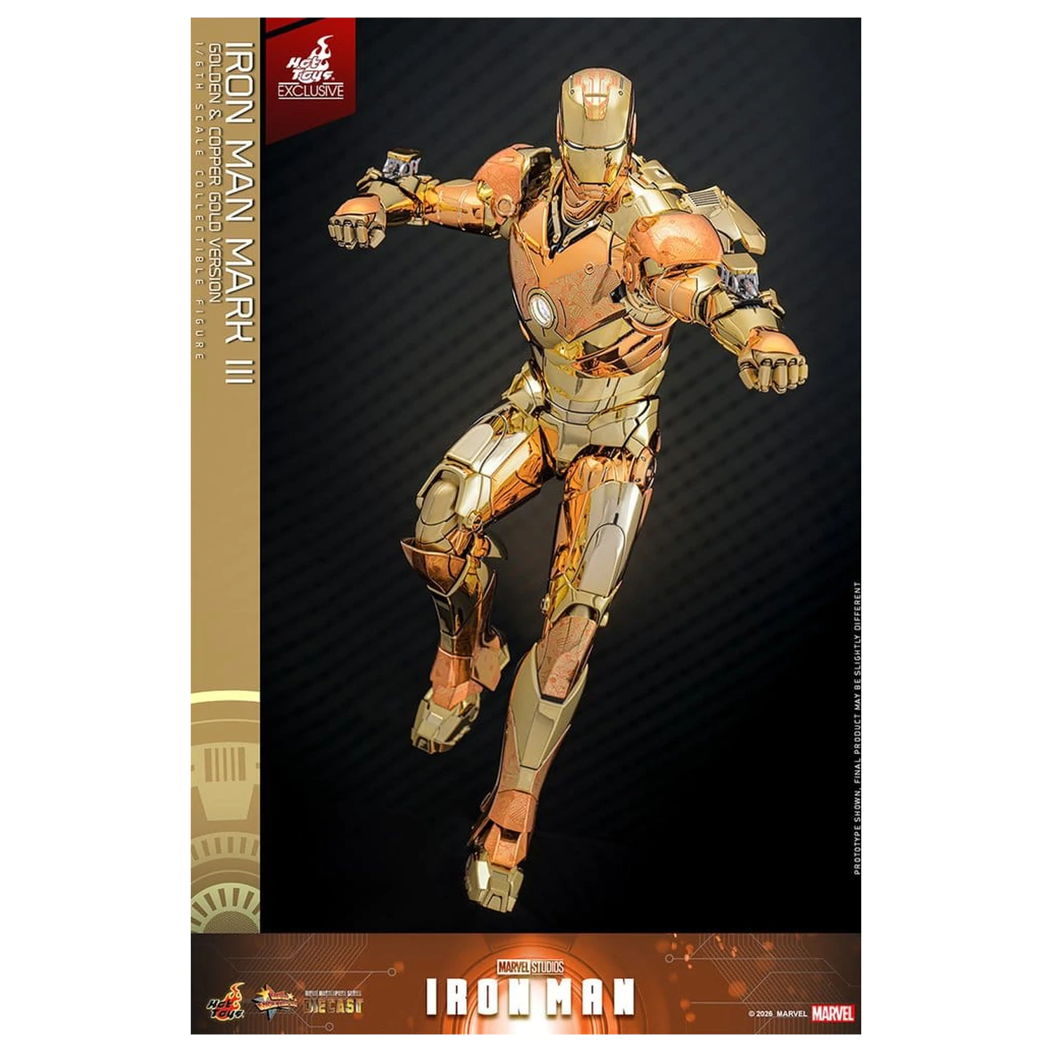 Iron Man Movie Masterpiece Druckguss-Actionfigur 1/6 Iron Man Mark III (Golden & Copper Gold Version) Hot Toys Exklusive 33 cm Produktfoto