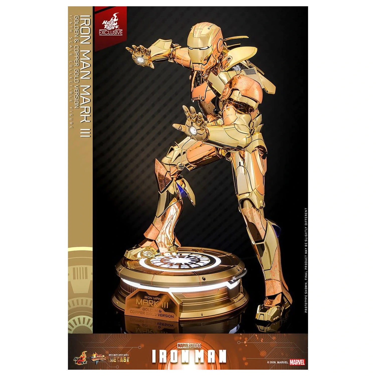 Iron Man Movie Masterpiece Druckguss-Actionfigur 1/6 Iron Man Mark III (Golden & Copper Gold Version) Hot Toys Exklusive 33 cm Produktfoto