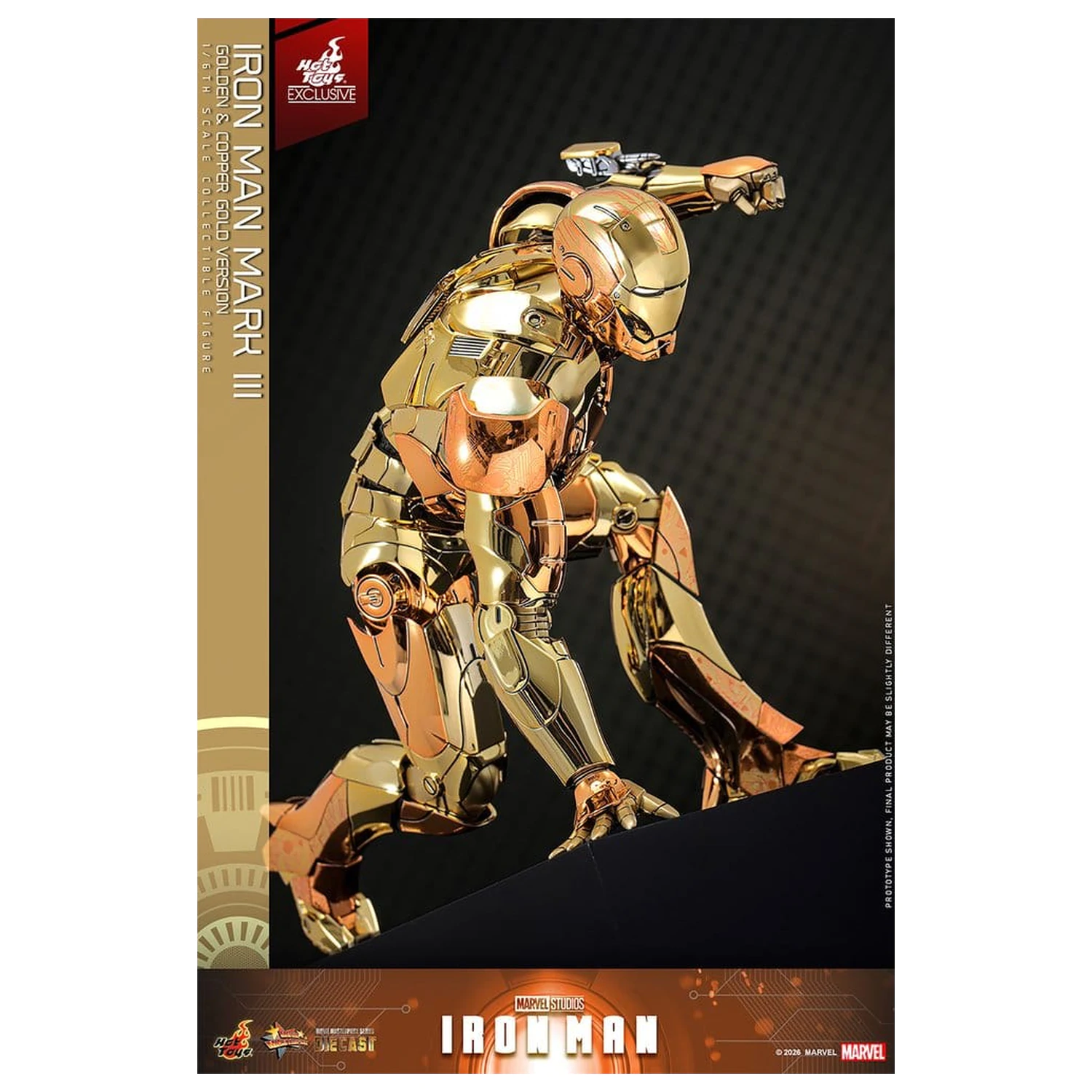 Iron Man Movie Masterpiece Druckguss-Actionfigur 1/6 Iron Man Mark III (Golden & Copper Gold Version) Hot Toys Exklusive 33 cm Produktfoto