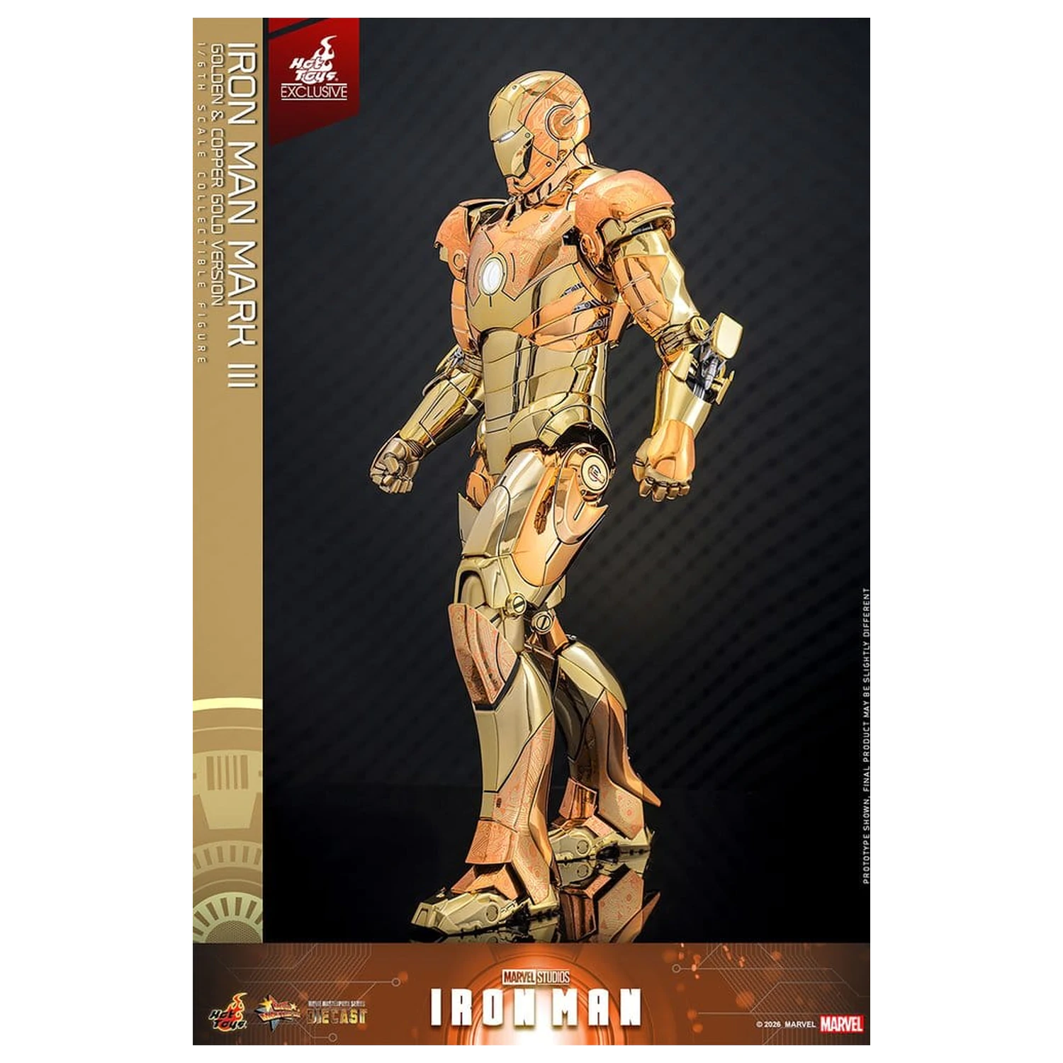 Iron Man Movie Masterpiece Druckguss-Actionfigur 1/6 Iron Man Mark III (Golden & Copper Gold Version) Hot Toys Exklusive 33 cm Produktfoto