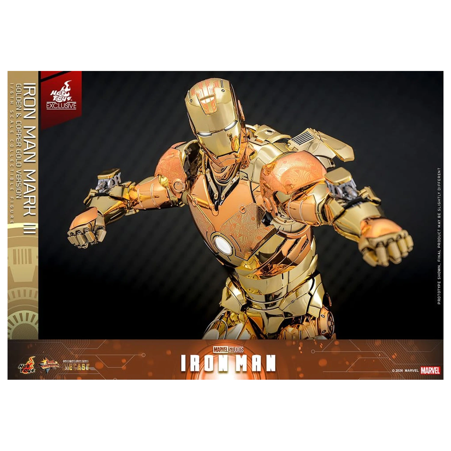 Iron Man Movie Masterpiece Druckguss-Actionfigur 1/6 Iron Man Mark III (Golden & Copper Gold Version) Hot Toys Exklusive 33 cm Produktfoto