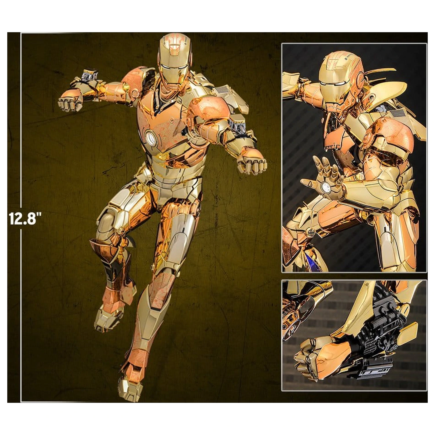 Iron Man Movie Masterpiece Druckguss-Actionfigur 1/6 Iron Man Mark III (Golden & Copper Gold Version) Hot Toys Exklusive 33 cm Produktfoto