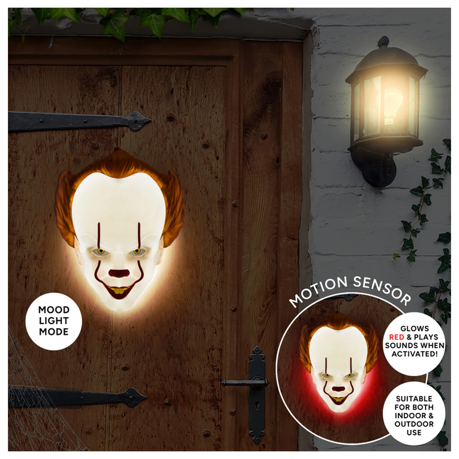 IT Pennywise Maske mit Licht-Bewegungssensor Produktfoto