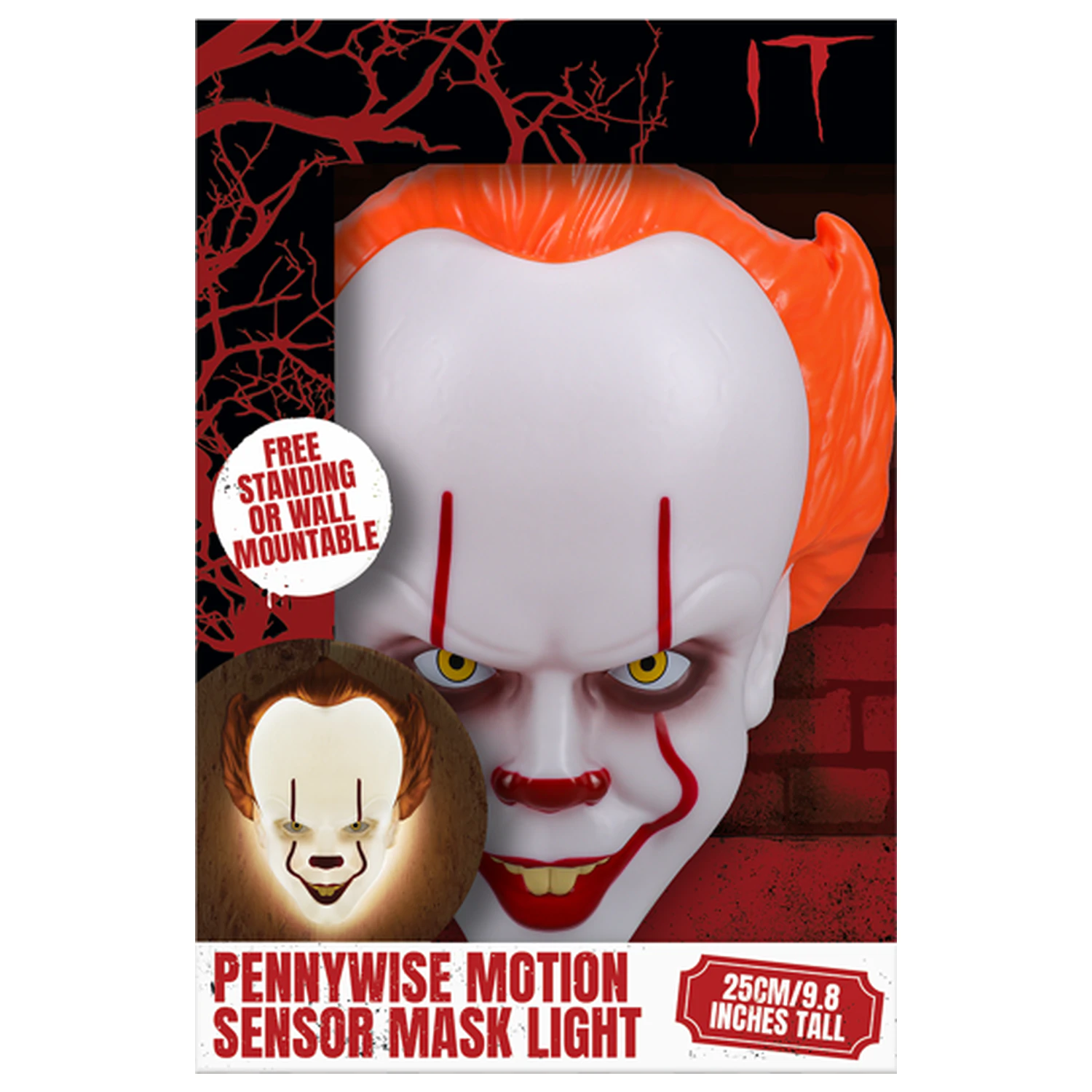IT Pennywise Maske mit Licht-Bewegungssensor Produktfoto