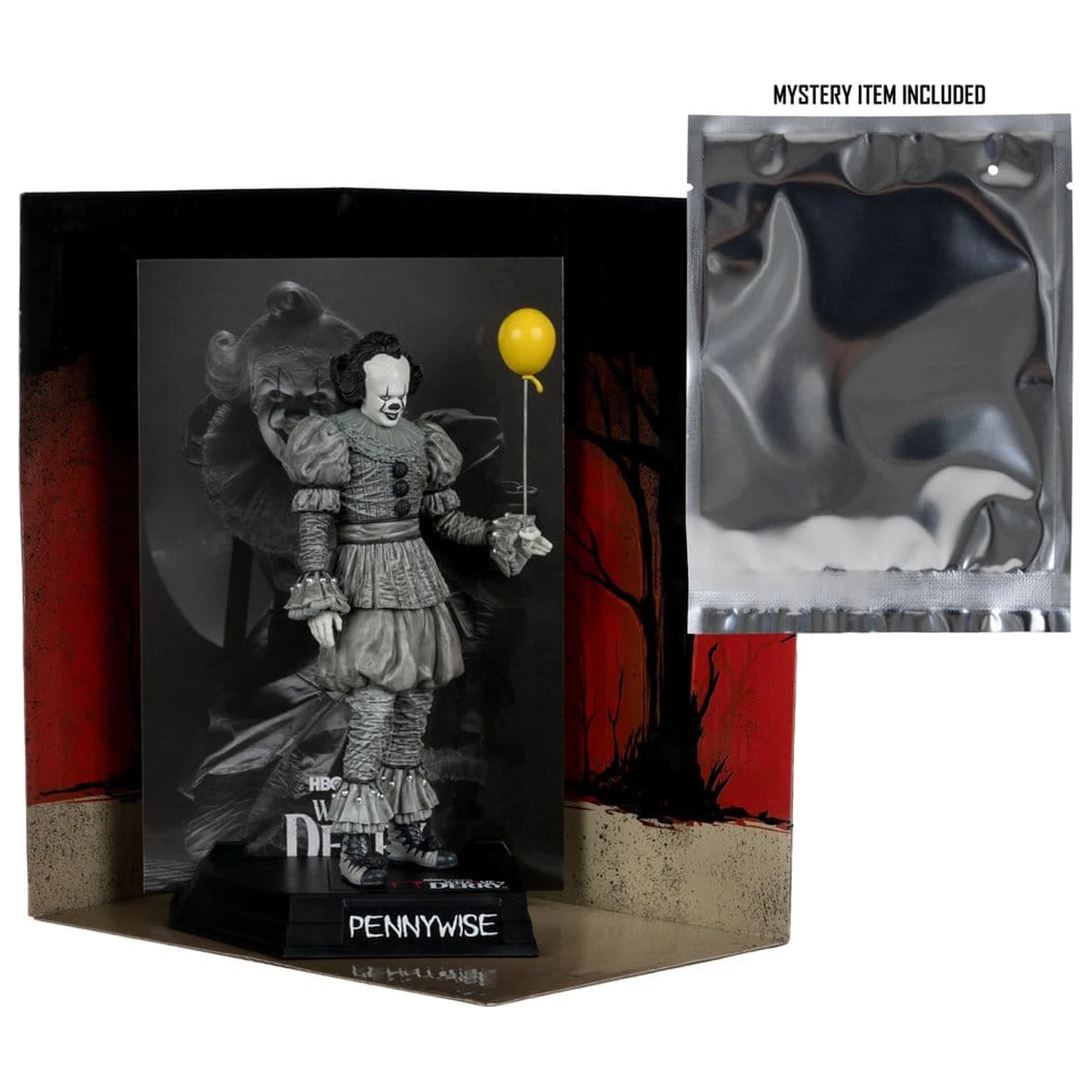 It Welcome to Derry Movie Maniacs Figur Pennywise (Schwarz & Weiß) 16 cm Produktfoto