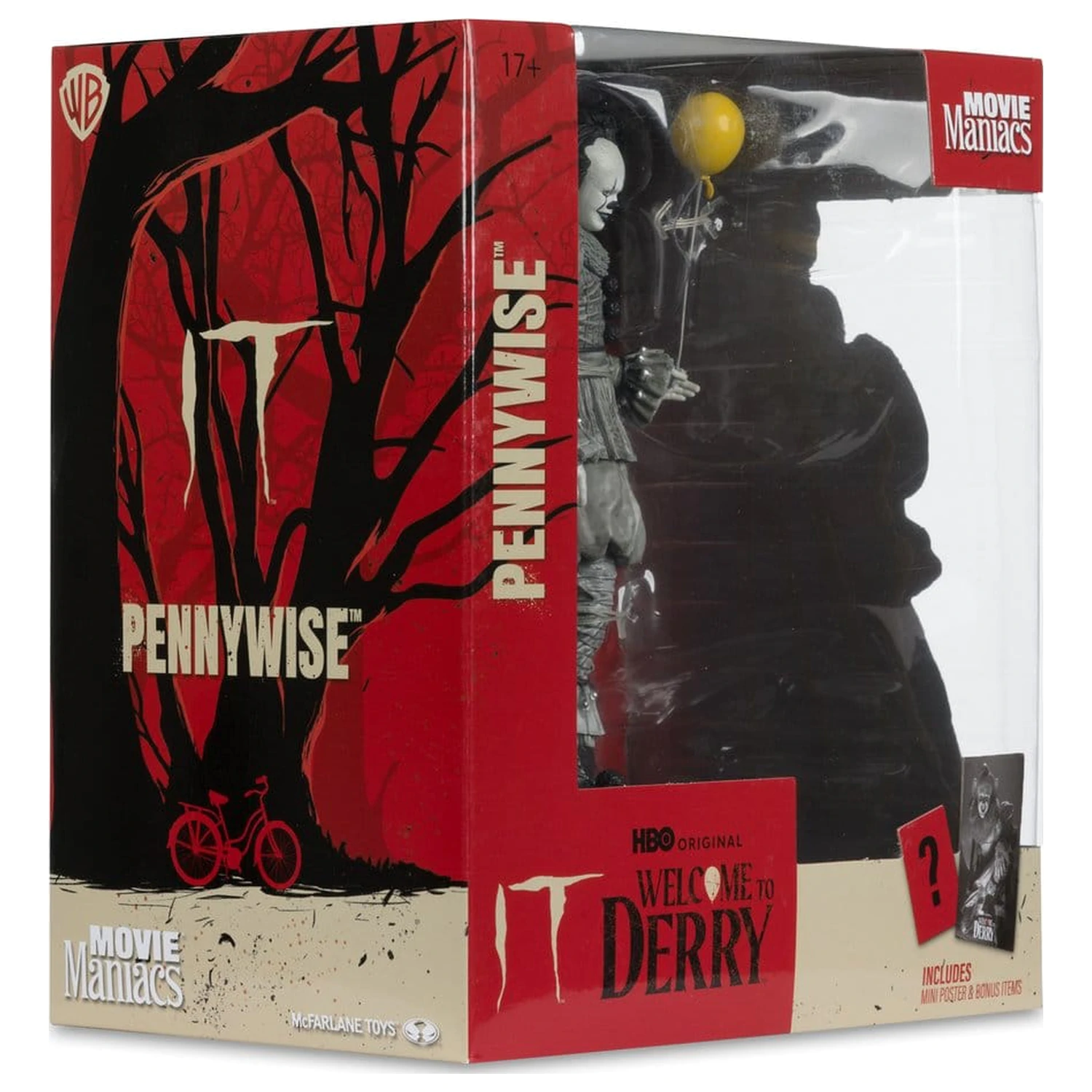 It Welcome to Derry Movie Maniacs Figur Pennywise (Schwarz & Weiß) 16 cm Produktfoto