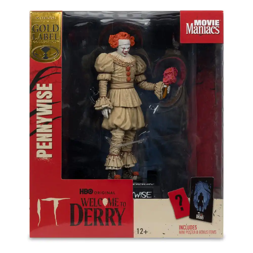 It: Welcome to Derry Movie Maniacs PVC Figur Pennywise (Flashback) (Gold Label) 16 cm Produktfoto