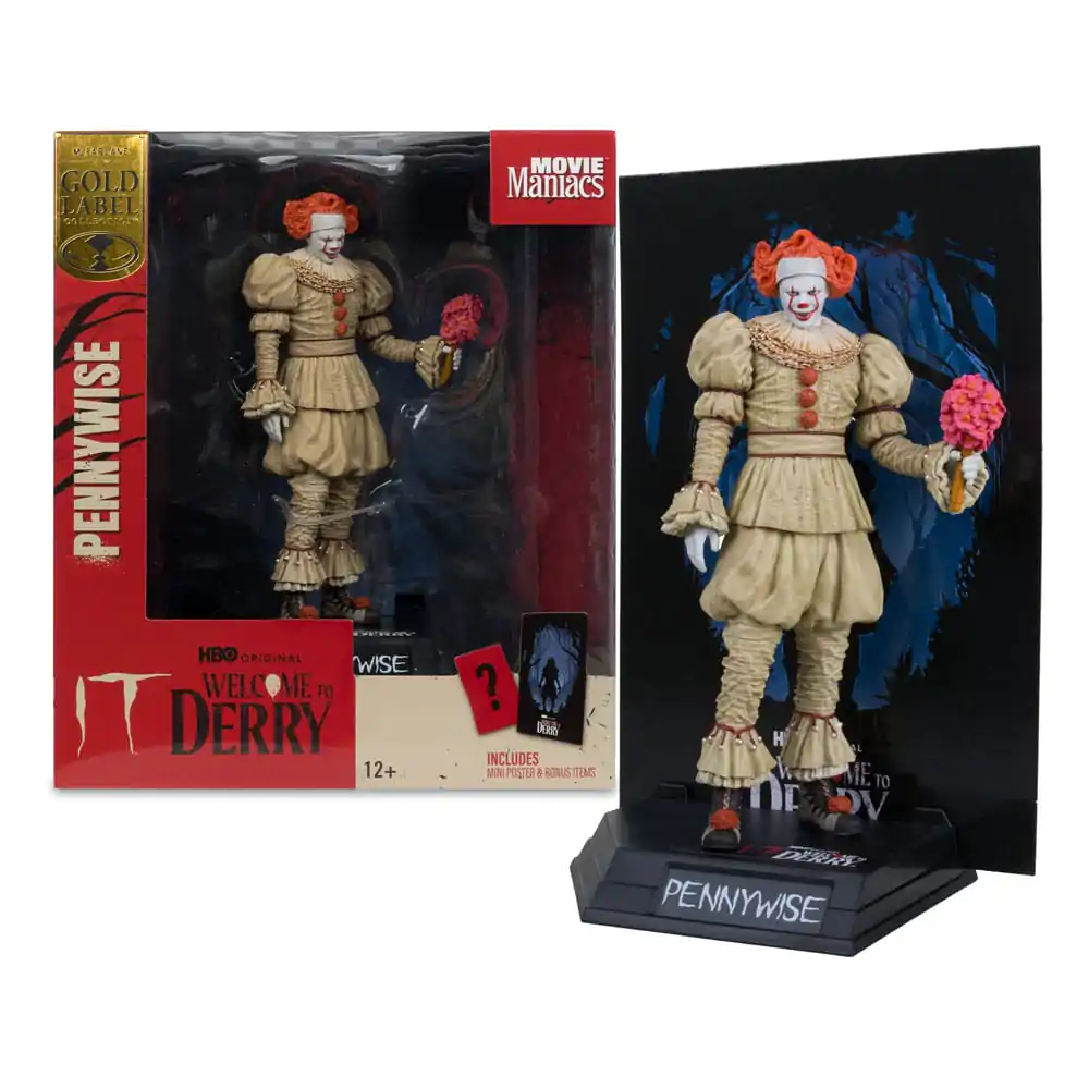 It: Welcome to Derry Movie Maniacs PVC Figur Pennywise (Flashback) (Gold Label) 16 cm Produktfoto