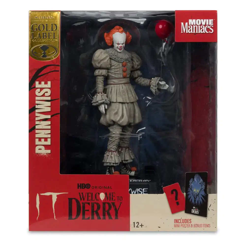 It: Welcome to Derry Movie Maniacs PVC Figur Pennywise (Gold Label) 16 cm Produktfoto
