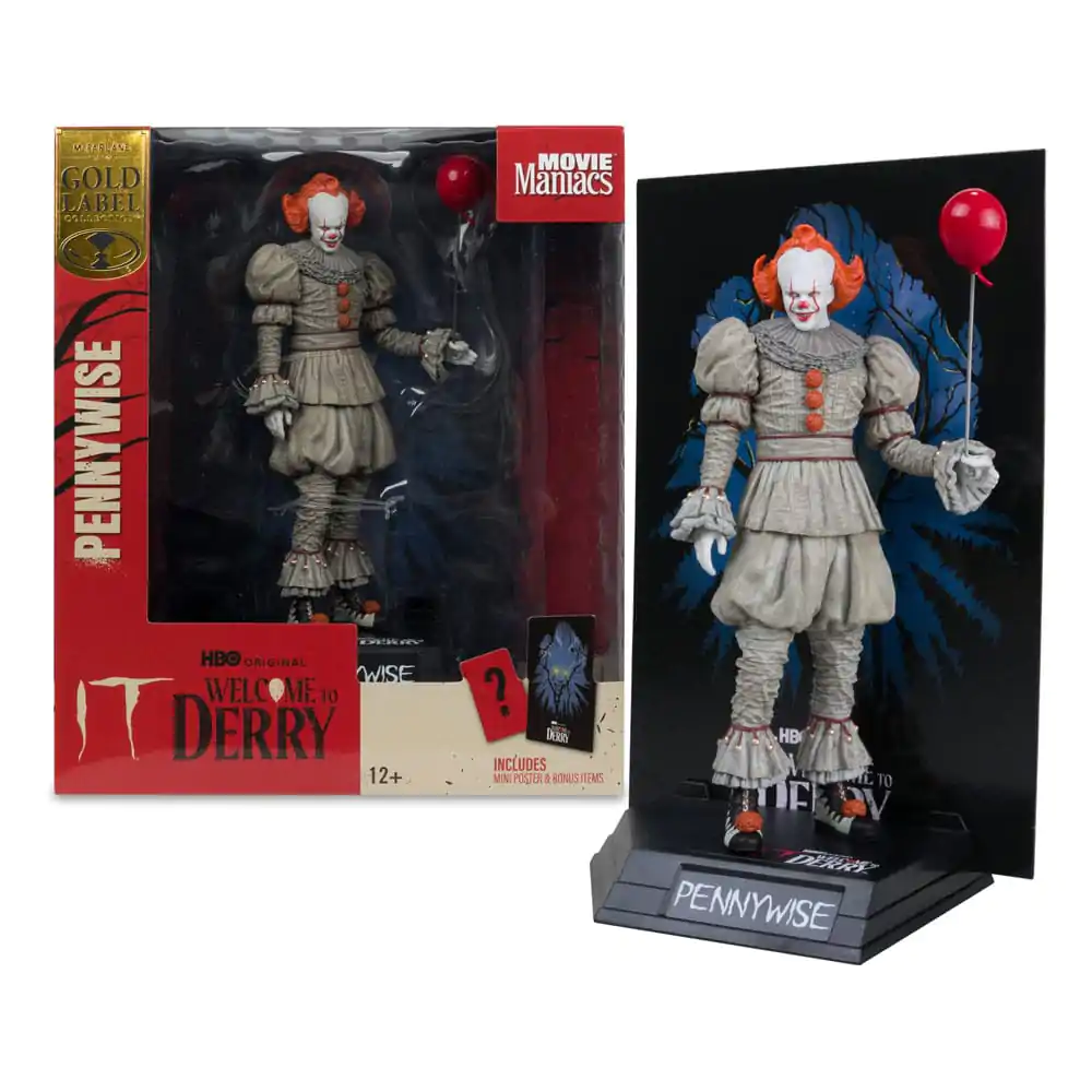It: Welcome to Derry Movie Maniacs PVC Figur Pennywise (Gold Label) 16 cm Produktfoto