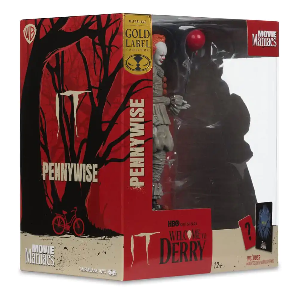 It: Welcome to Derry Movie Maniacs PVC Figur Pennywise (Gold Label) 16 cm Produktfoto