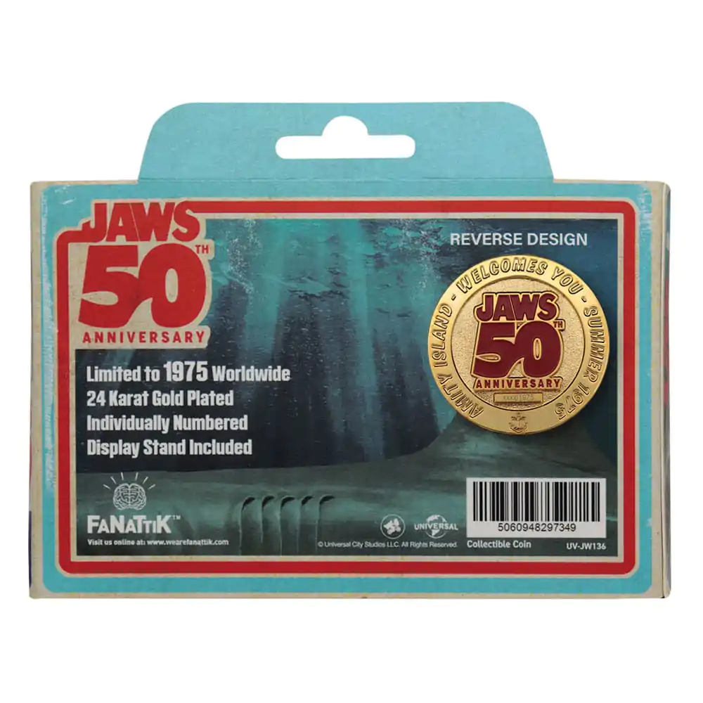 Jaws Collectable Münze 50. Jahrestag 24k Vergoldet Limited Edition Produktfoto