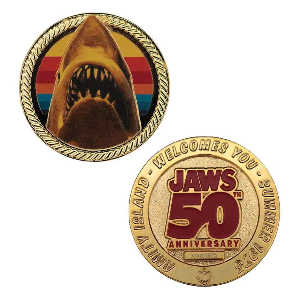 Jaws Collectable Münze 50. Jahrestag 24k Vergoldet Limited Edition Produktfoto