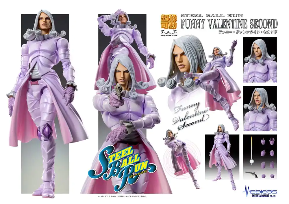JoJo's Bizarre Adventure Part7 Steel Ball Run Super Action Actionfigur Chozokado Funny Valentine Second 15 cm Produktfoto