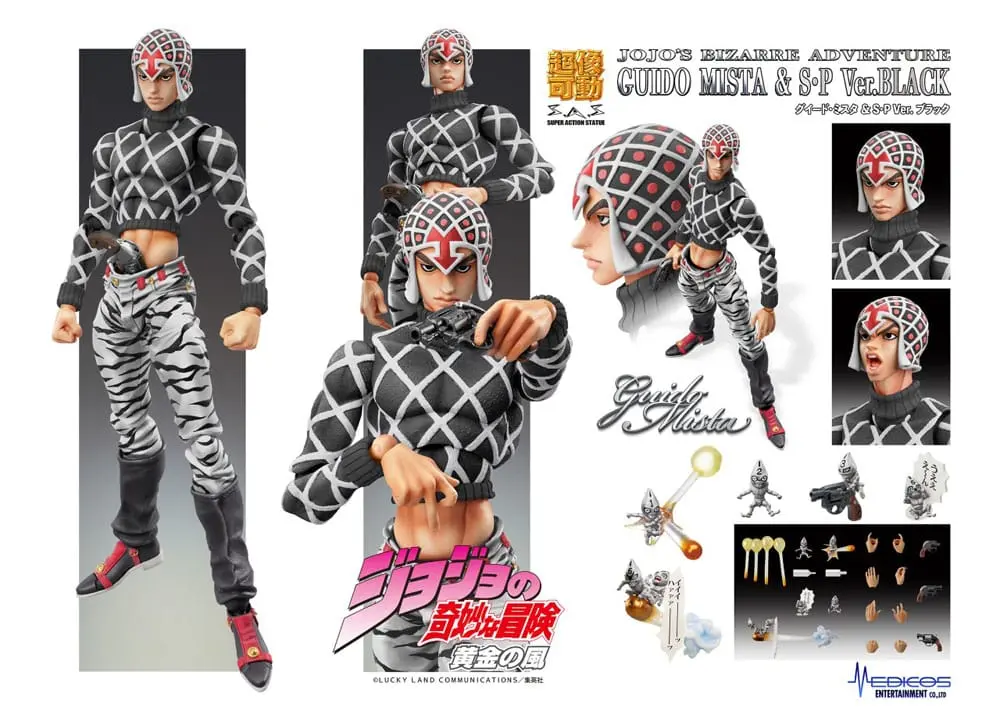 JoJo's Bizarre Adventure Part5 Super Action Actionfigur Chozokado (Guido Mista & S P Ver. Black) 15 cm termékfotó