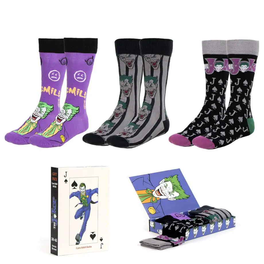 DC Comics Joker 3er Pack erwachsen Socken Produktfoto