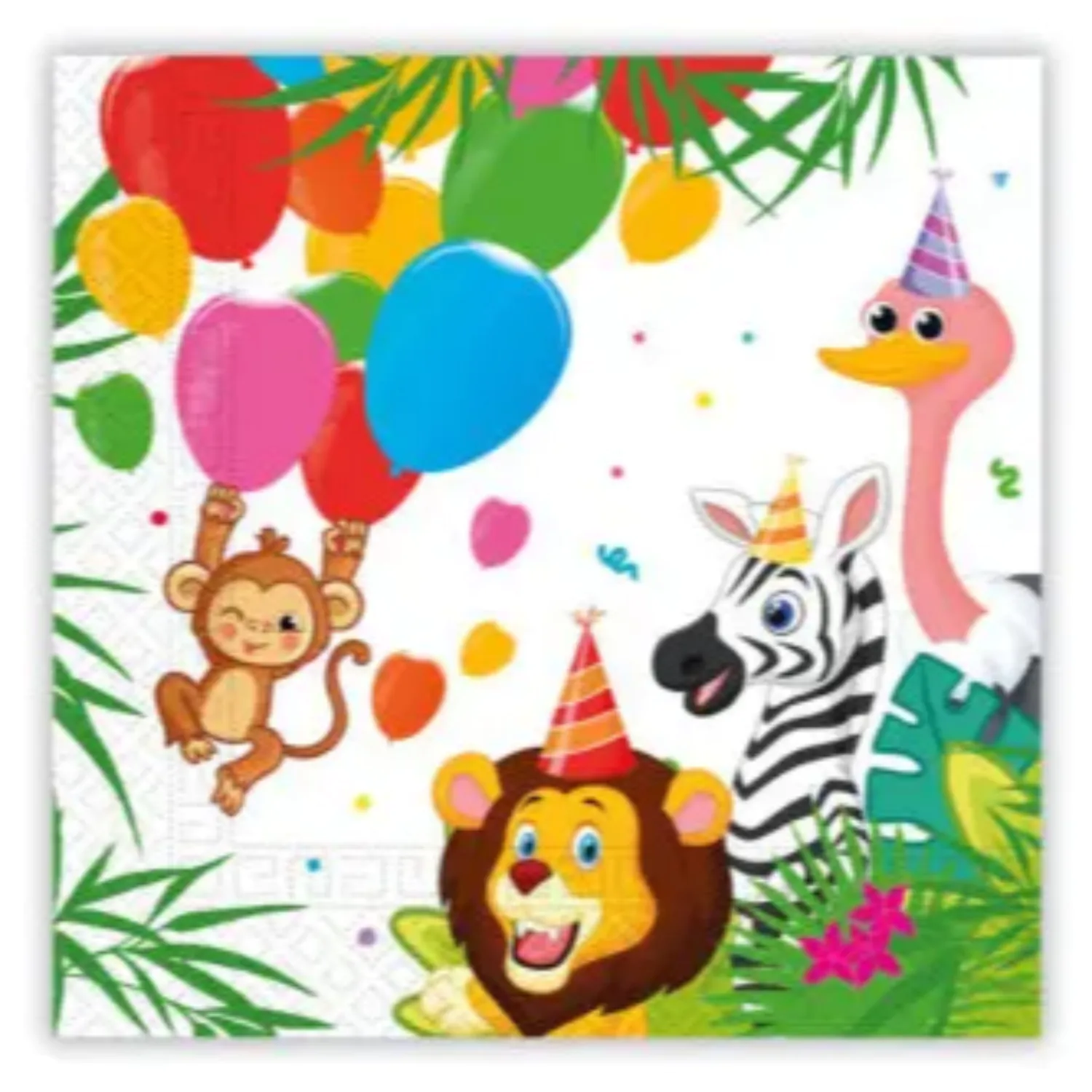 Jungle Luftballons, Jungle Servietten 20 Stück 33x33 cm FSC Produktfoto