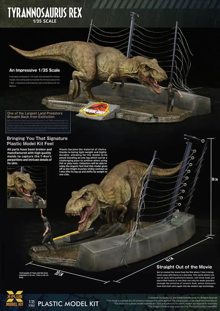 Jurassic Park Plastic Model Kit 1/35 Tyrannosaurus Rex 42 cm termékfotó