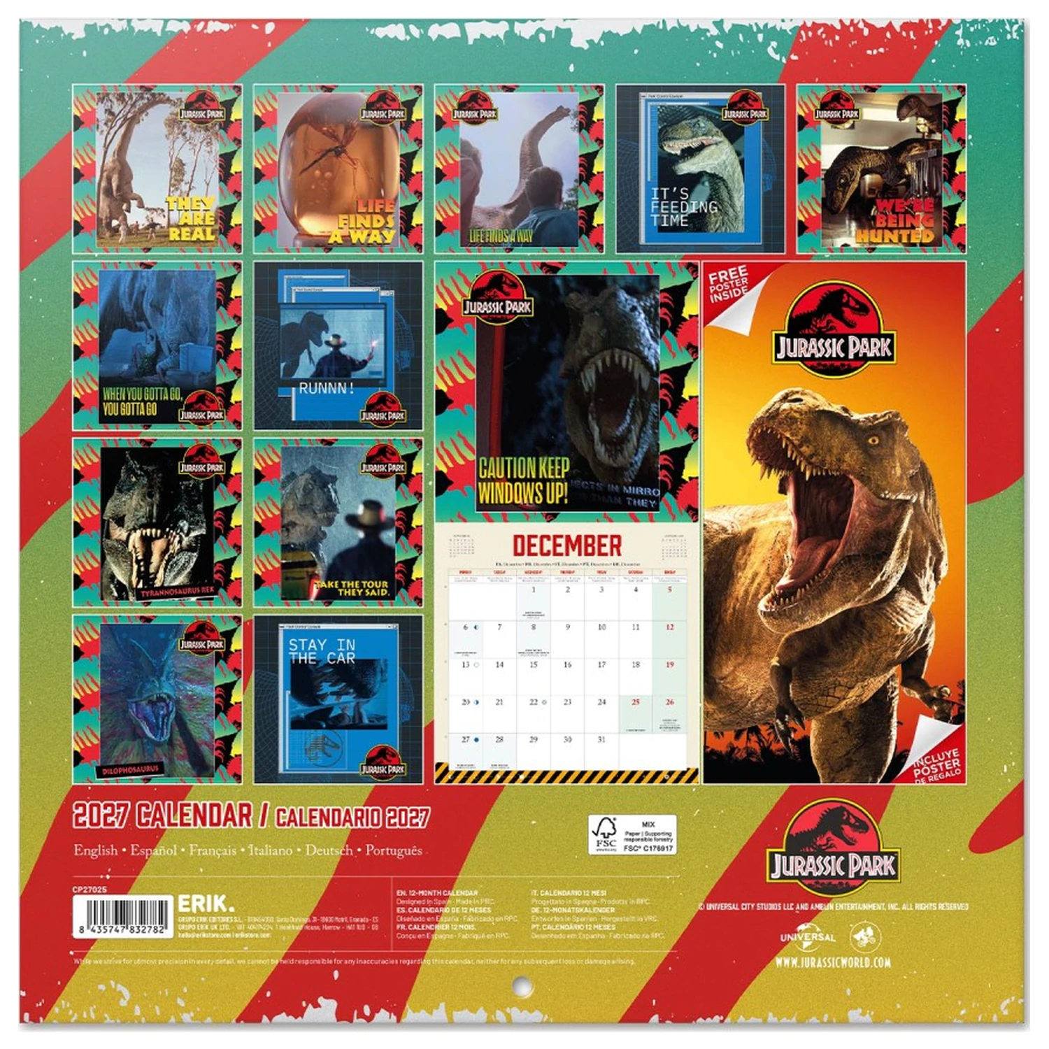 Jurassic Park 2027 Wandkalender 30 x 30 cm Produktfoto