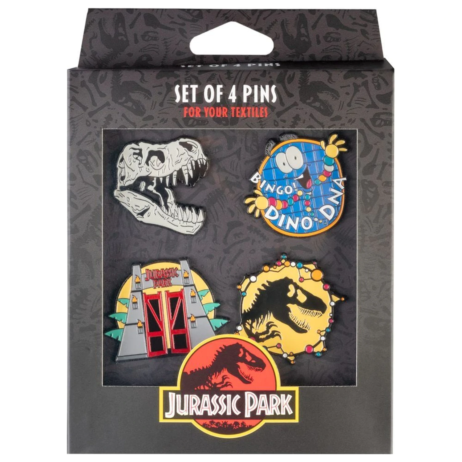 Jurassic Park Set mit 4 Ansteckern Produktfoto