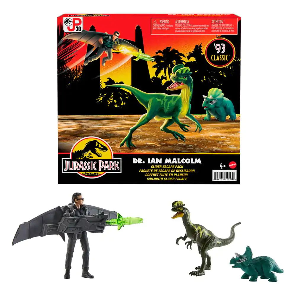 Jurassic Park '93 Classic Actionfiguren Dr. Ian Malcolm Glider Escape Pack 10 cm Produktfoto