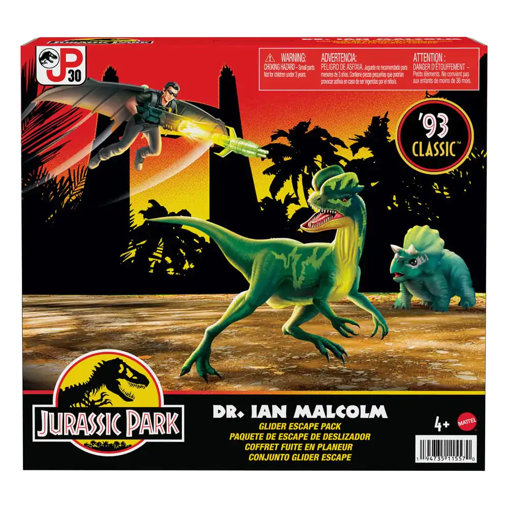 Jurassic Park '93 Classic Actionfiguren Dr. Ian Malcolm Glider Escape Pack 10 cm Produktfoto