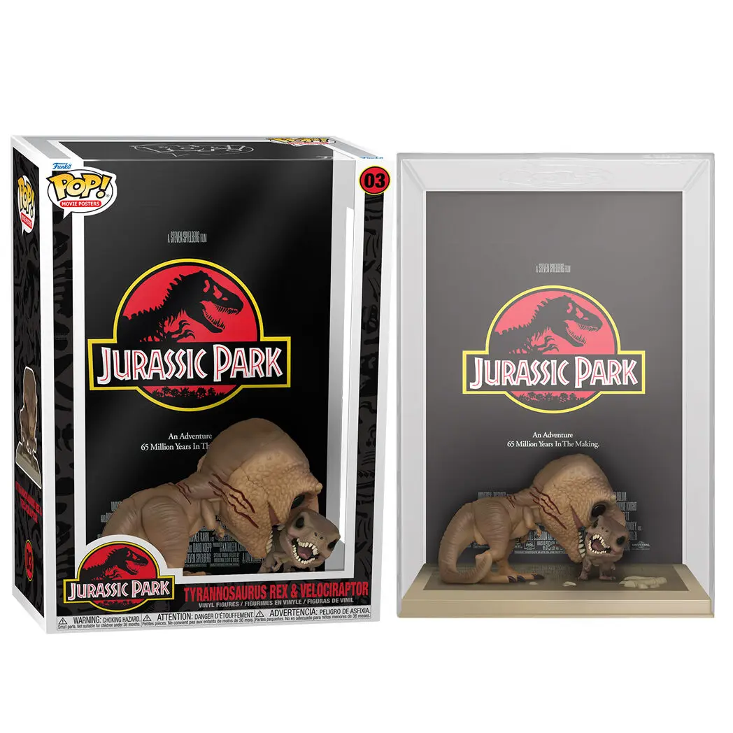 Jurassic Park POP! Movie Poster & Figur Tyrannosaurus Rex & Velociraptor 9 cm termékfotó