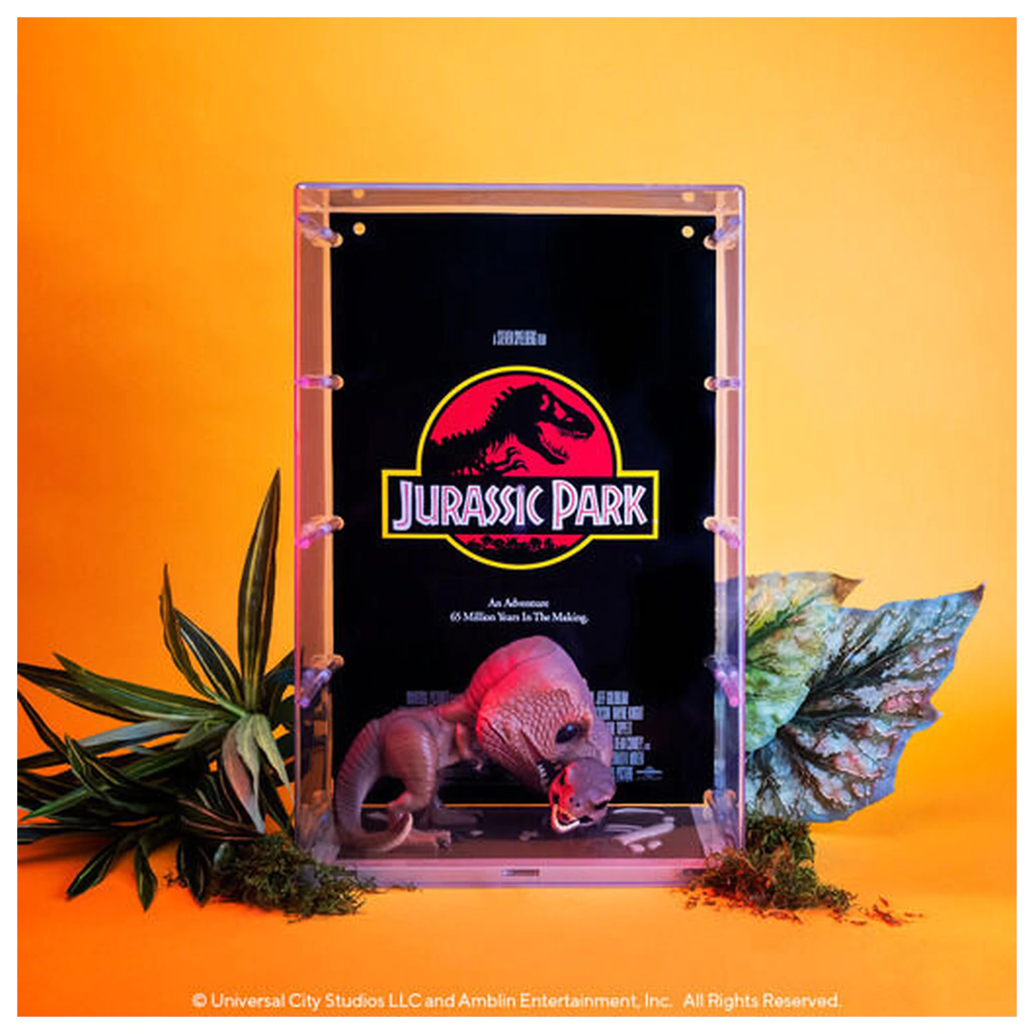 Jurassic Park POP! Movie Poster & Figur Tyrannosaurus Rex & Velociraptor 9 cm Produktfoto