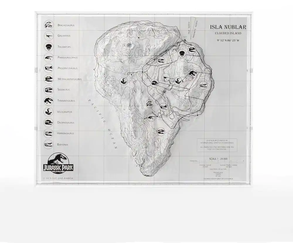Jurassic Park topographische Karte Isla Nublar Produktfoto