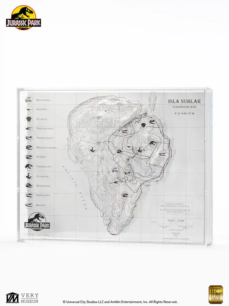 Jurassic Park topographische Karte Isla Nublar Produktfoto