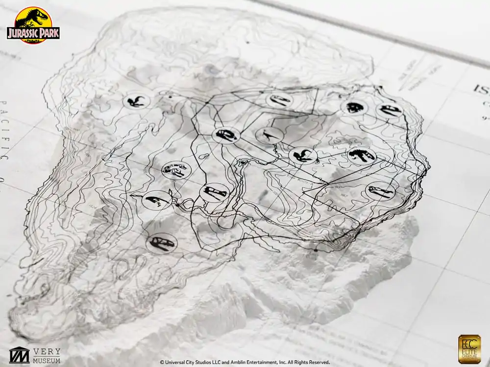Jurassic Park topographische Karte Isla Nublar Produktfoto