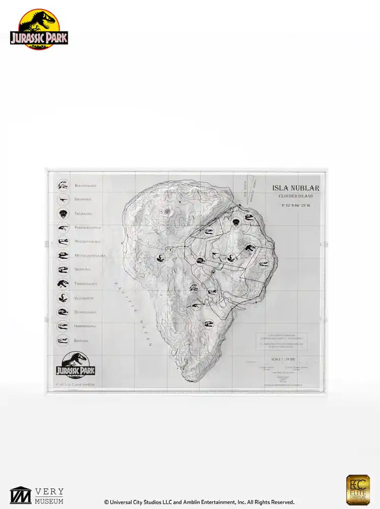Jurassic Park topographische Karte Isla Nublar Produktfoto