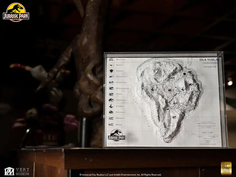 Jurassic Park topographische Karte Isla Nublar Produktfoto