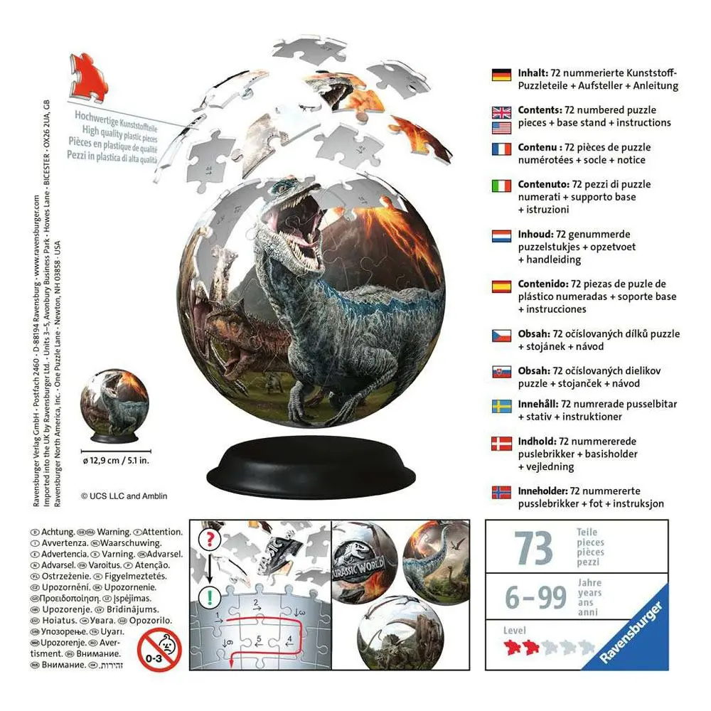 Jurassic World 3D Puzzle Ball (72 Teile) termékfotó