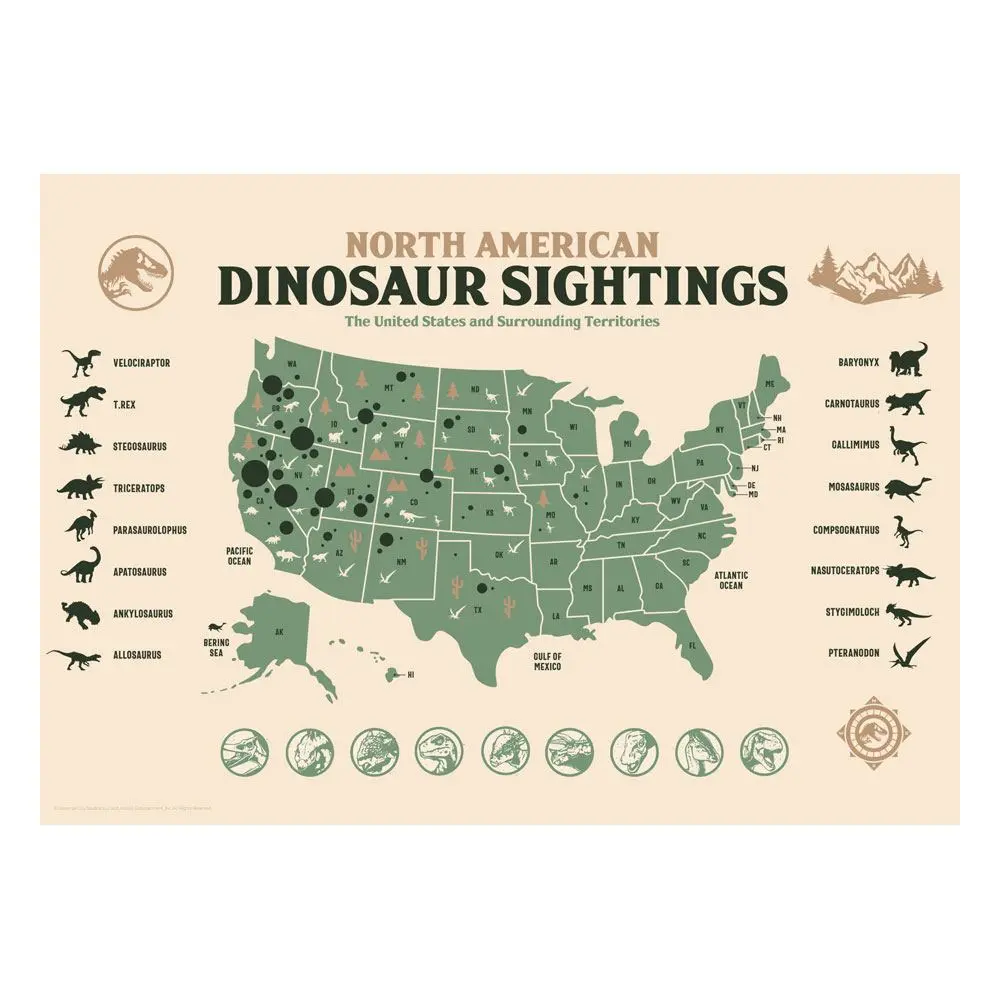Jurassic World Kunstdruck Dinosaur Sightings Limited Edition 42 x 30 cm Produktfoto