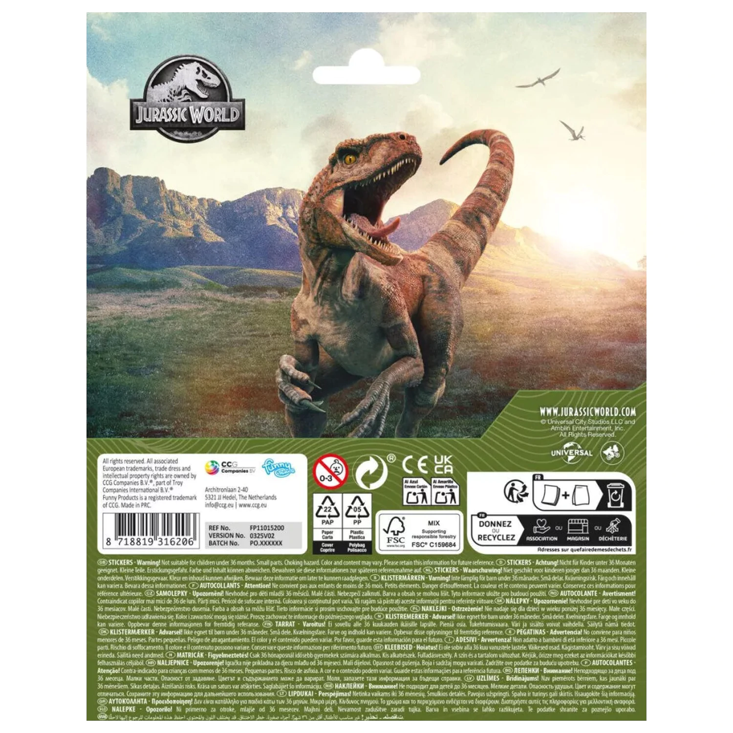 Jurassic World Attack Aufkleber Produktfoto
