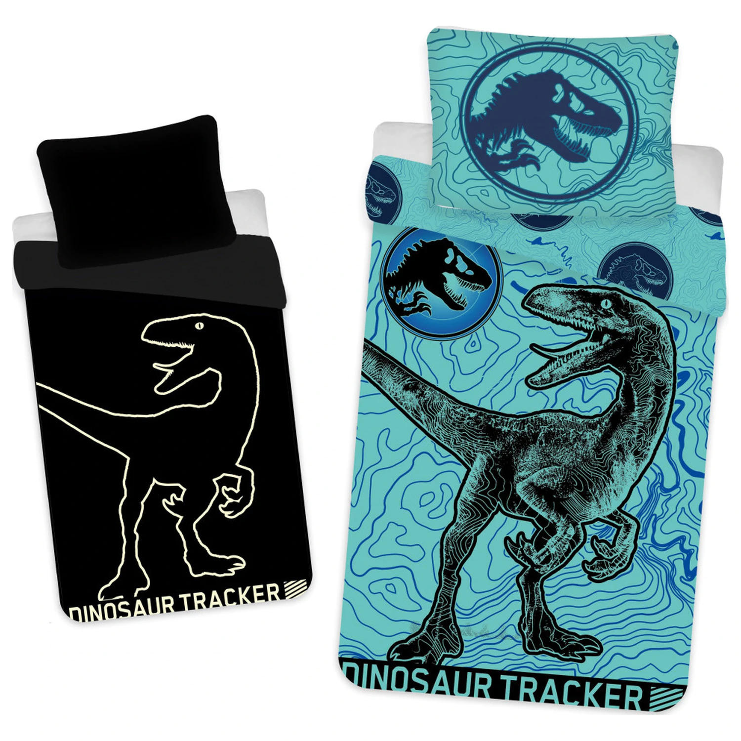 Jurassic World Dinosaur Tracker im Dunkeln leuchtender Bettbezug Produktfoto