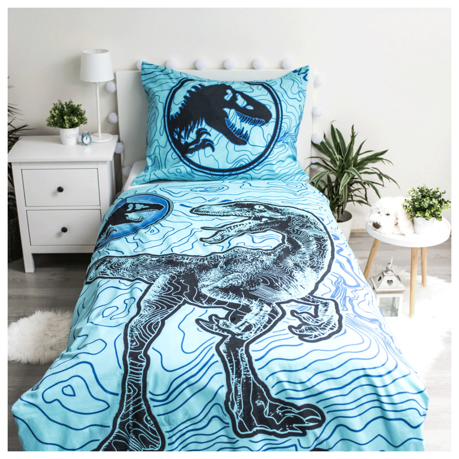 Jurassic World Dinosaur Tracker im Dunkeln leuchtender Bettbezug Produktfoto